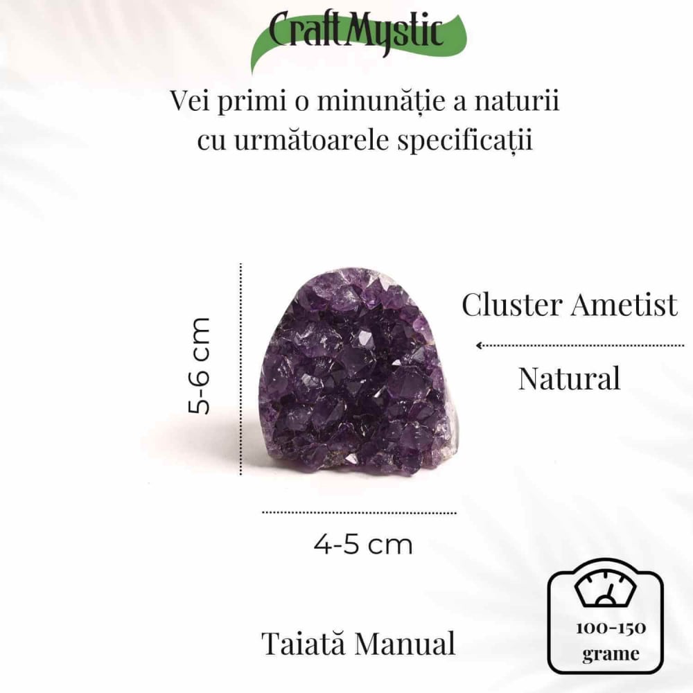 Geoda de ametist natural, taiata manual ,   Protectie si echilibru