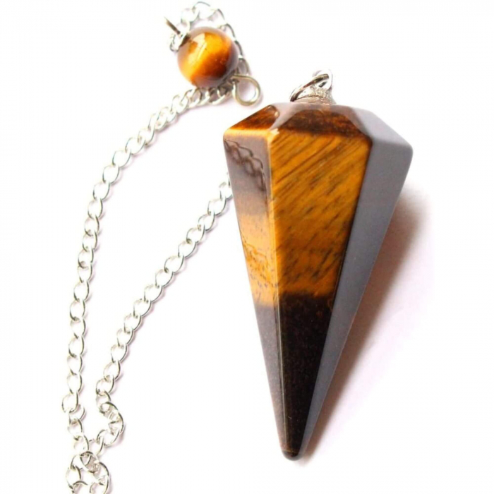 Pendul cu varf hexagonal din piatra naturala semipretioasa ochi de tigru [2]