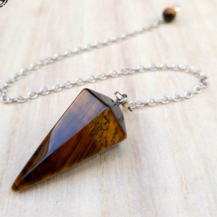 Pendul cu varf hexagonal din piatra naturala semipretioasa ochi de tigru [6]