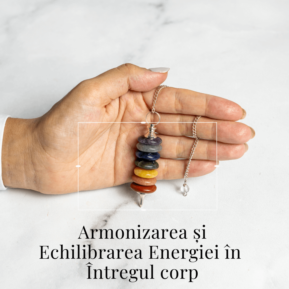 Pendul cu 7 Inele si Pietre Naturale – Echilibru si Vindecare Chakre [2]