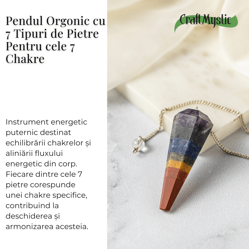 Pendul de Radiestezie cu Pietre 7 Chakre – Echilibru Energetic si Claritate [5]