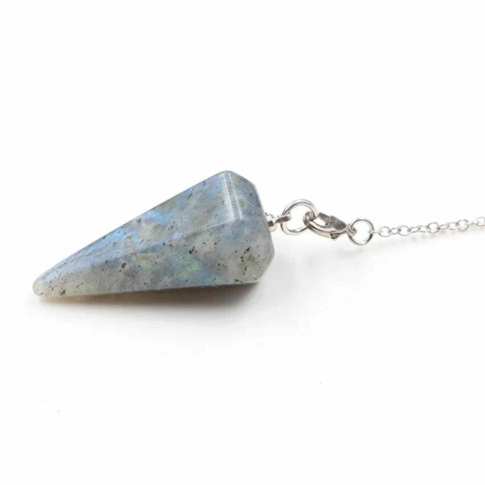 Pendul din Labradorit Natural cu Punct Hexagonal Instrument Precis pentru Reiki si Chakra [6]