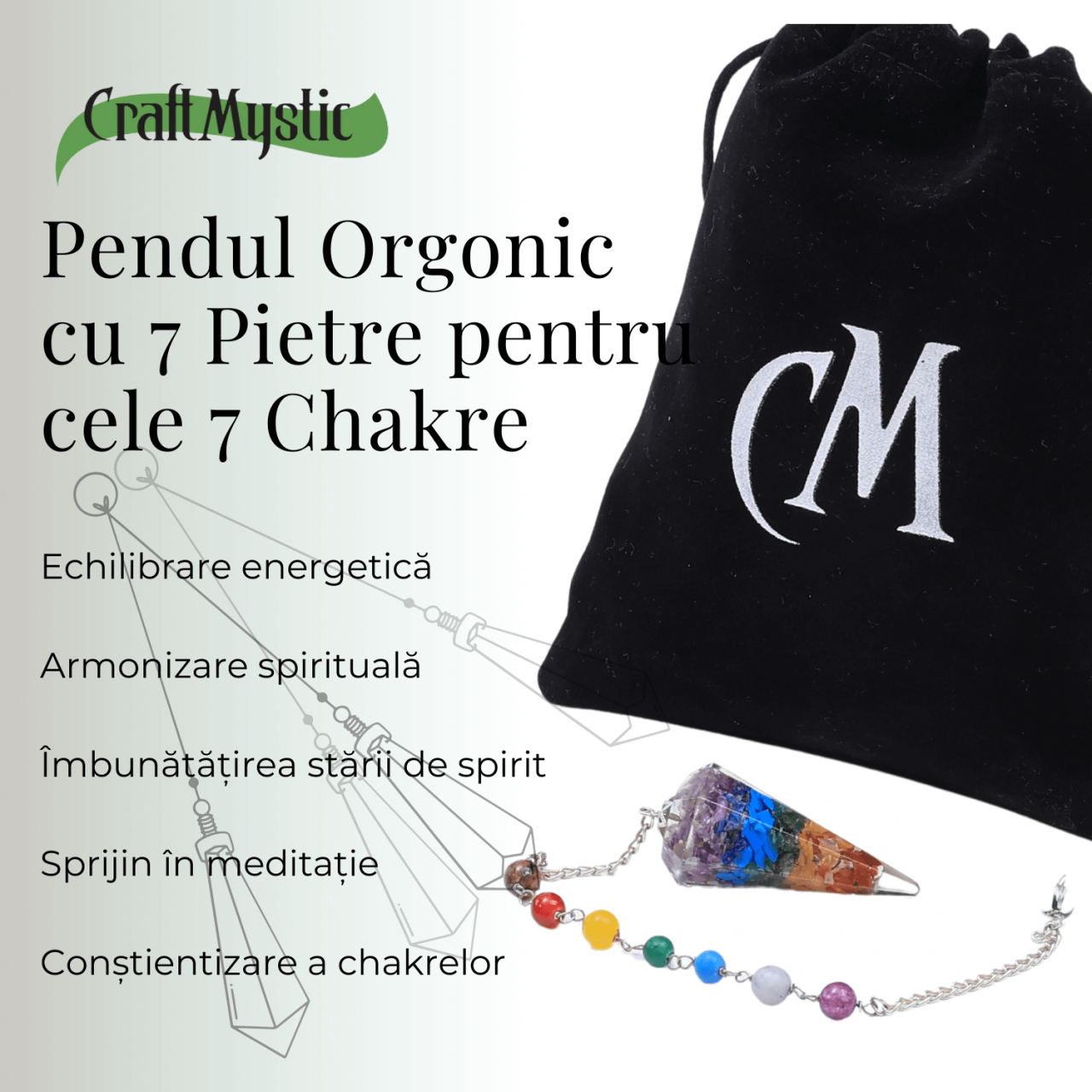 Pendul Orgonic cu 7 Margele Chakre pentru Vindecare Energetica [5]