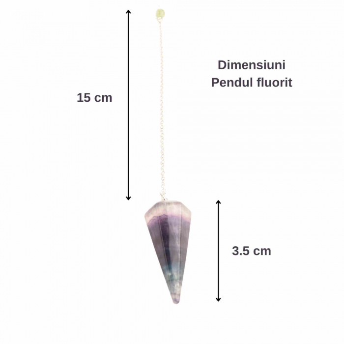 Pendul radiestezie Fluorit violet si saculet satin de catifea- Pentru meditatie, divinatie [2]