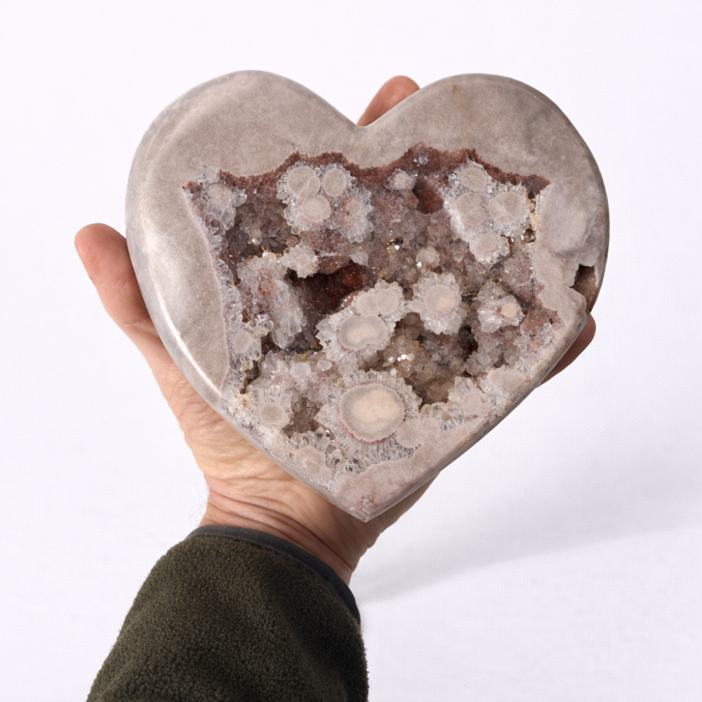 Inima din Agat Pink Ametist cu Geoda naturala – piesa unicat sculptata manual Brazilia 1.535 kg [5]