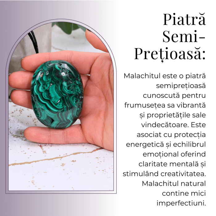 Piatra de Mana Malachit Natural Palmstone - Vindecare si Transformare [7]