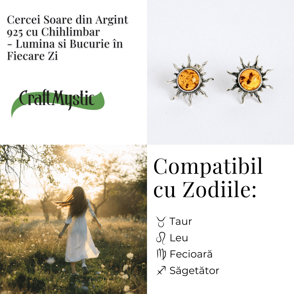 Cercei Soare din argint 925 cu chihlimbar – Lumina si bucurie in fiecare zi [6]