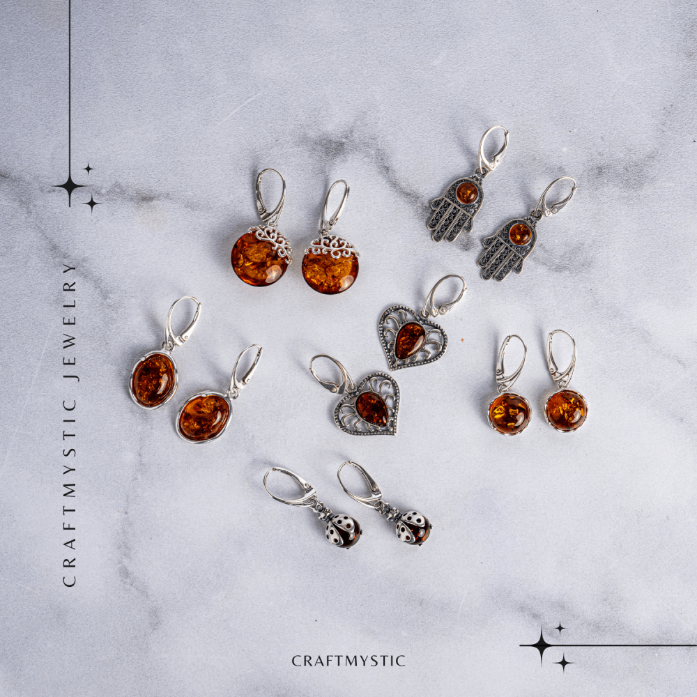Piatra caldurii si linistii – Cercei handmade cu filigran si chihlimbar in montura argint 925 [7]