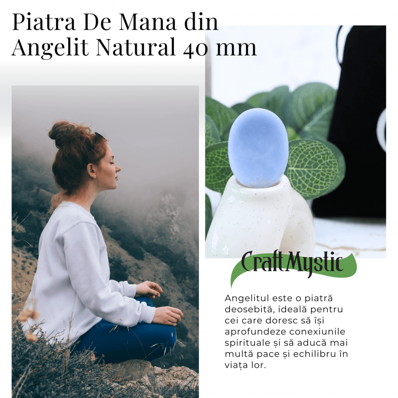 Piatra de Deget Terapeutica Angelit 4 cm - Liniste si Conectare Spirituala [5]