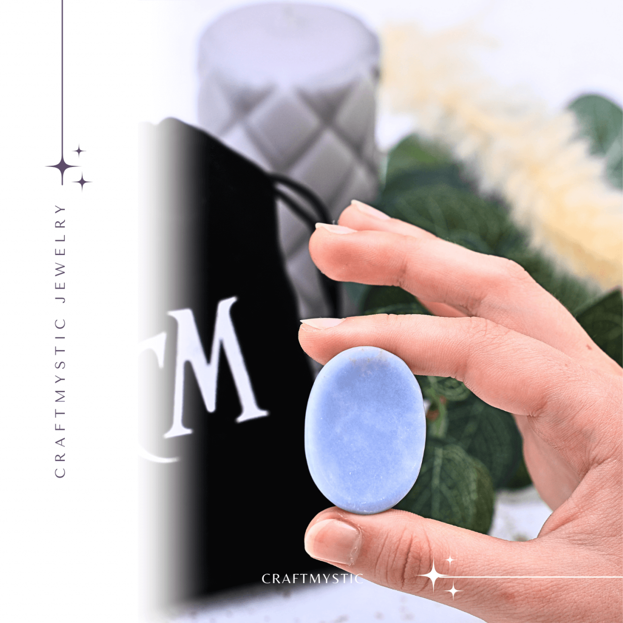 Piatra de Deget Terapeutica Angelit 4 cm - Liniste si Conectare Spirituala [3]