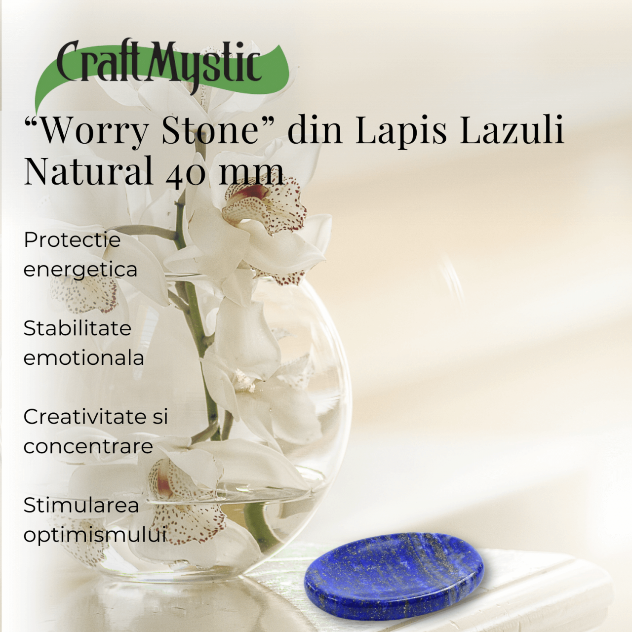 Piatra de Deget Terapeutica Lapis Lazuli 4 cm - Claritate si Liniste [3]