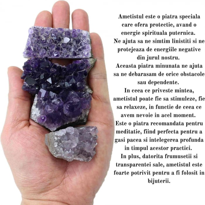 Cluster Ametist Natural din Uruguay, Cristal Unic pentru Meditatie si Echilibrare Energetica, Dimensiuni 5-7 cm [3]