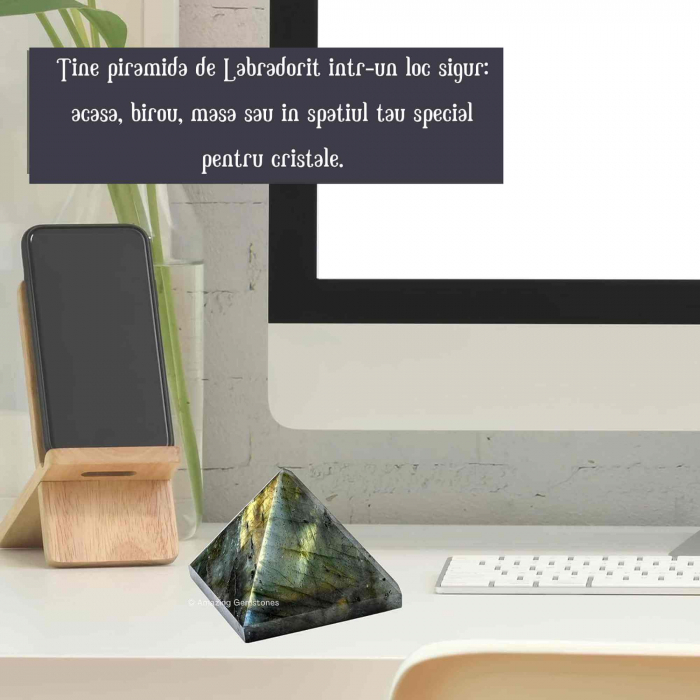 Piramida din Labradorit 8 cm pentru Vindecare prin Cristale - Piatra Naturala pentru Meditatie, Reiki, Echilibrare Chakra si Grila de Cristale [3]