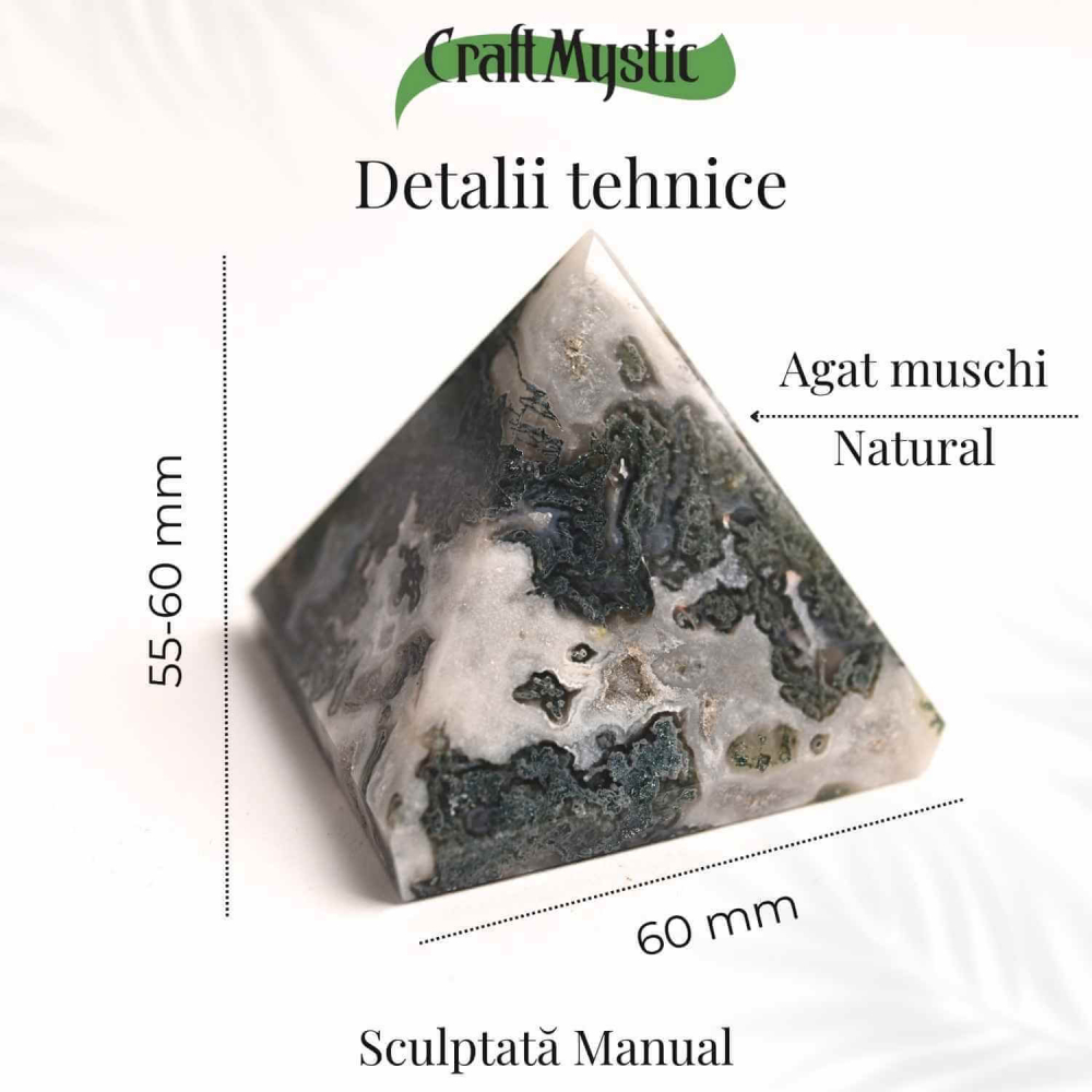 Piramida Moss Agate 55-60 mm - Echilibru Energetic si Vindecare Naturala [5]