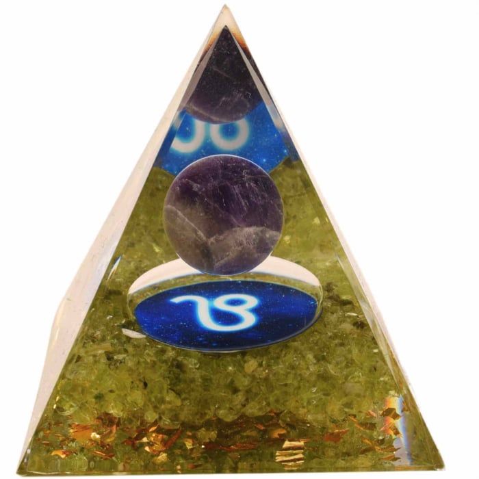 Piramida de Energie Orgonica 6 cm cu Cristale de Vindecare specifice Zodiei Leu pentru Relaxare, Meditatie si Ornament