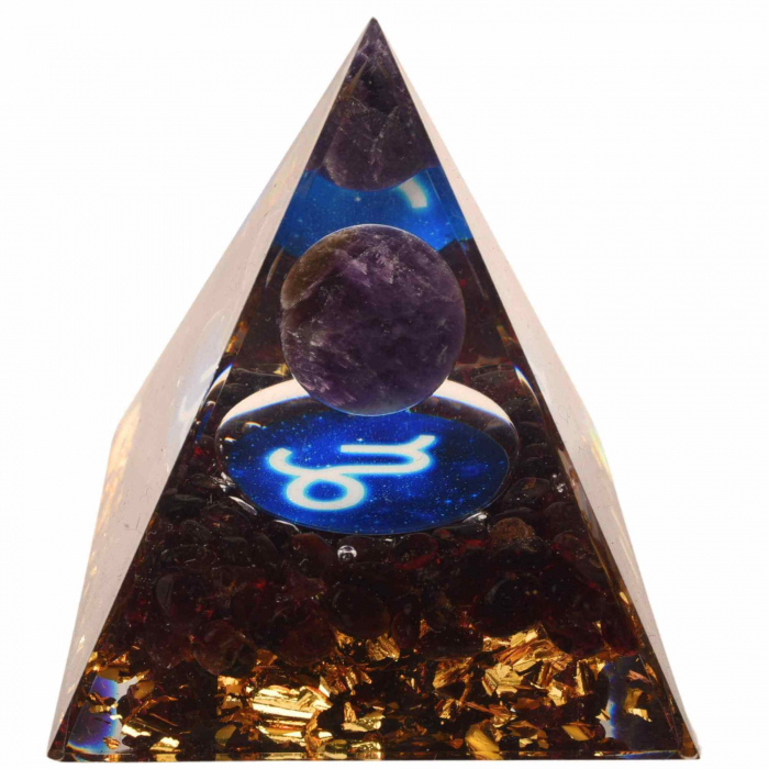 Piramida de Energie Orgonica 6 cm cu Cristale de Vindecare specifice Zodiei Capricorn pentru Relaxare, Meditatie si Ornament