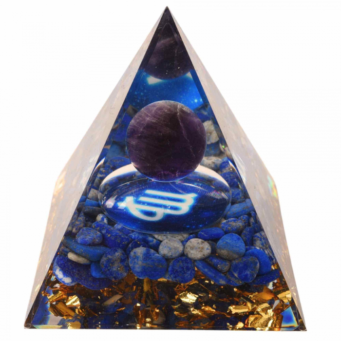 Piramida de Energie Orgonica 6 cm cu Cristale de Vindecare specifice Zodiei Fecioara pentru Relaxare, Meditatie si Ornament