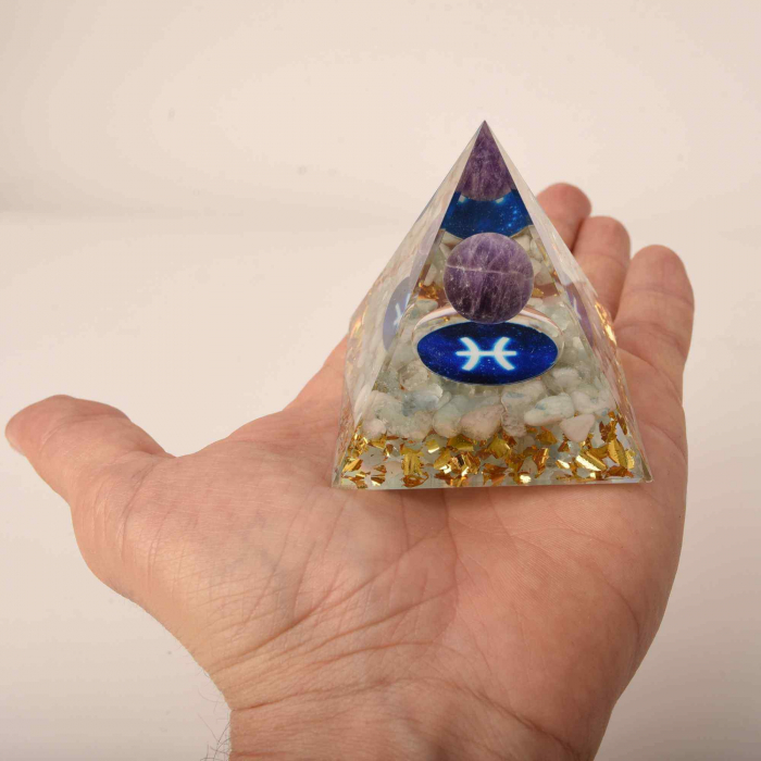 Piramida de Energie Orgonica cu Cristale de Vindecare specifice a Zodiilor pentru Relaxare, Meditatie si Ornament [4]