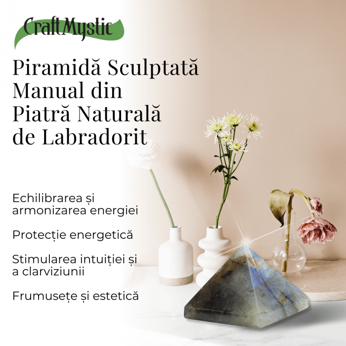 Piramida din Labradorit Sculptata Manual, 4 cm - Amplificator de Protectie si Intuitie [5]