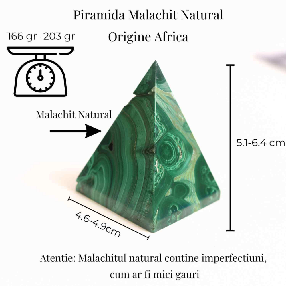 Piramida Malachit natural H 5.1-6.4 cm Latime 4.6-4.9 cm 166-201 gr - Echilibru si Armonie Interioara [3]