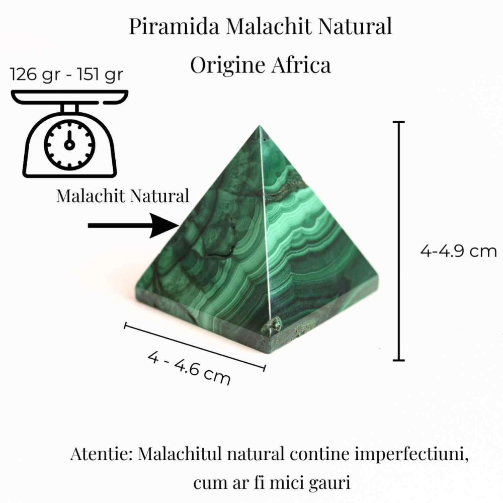 Piramida Malachit natural H 4 - 4.9 cm Latime 4 - 4.6 cm 126-151 gr - Vindecare Emotionala [5]