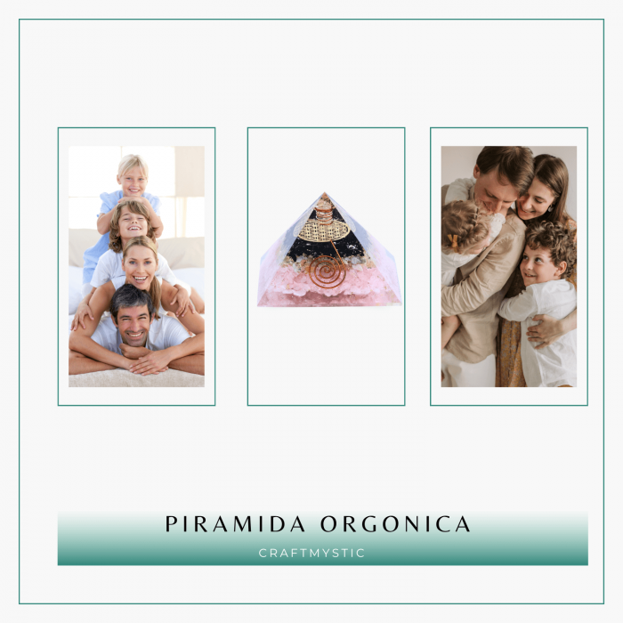 Piramida orgonica cu Turmalina neagra, Citrin, Cuart roz - Protectie si Armonie [8]