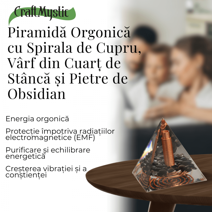 Piramida Orgonic Obsidian 60mm – Protectie, Claritate si Transformare Interioara [4]