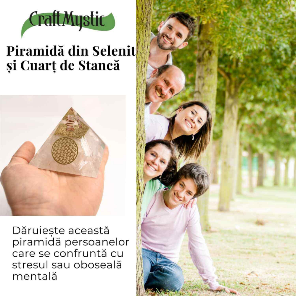 Piramida Orgonica cu Selenit si Floarea Vietii - Energizare si Protectie Naturala [9]