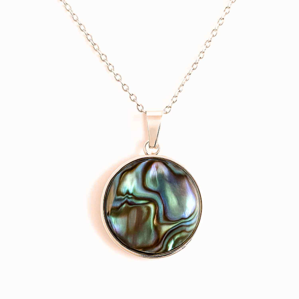 Armonie Interioara si Energie Oceanica – Colier Rotund cu Scoica Abalone si Argint 925 [6]