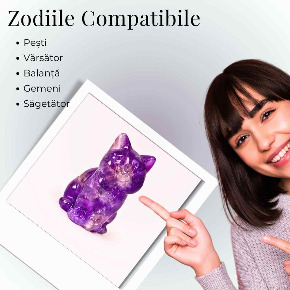Figurina Pisica din Ametist – Protectie Spirituala, Intuitie si Liniste Interioara [4]