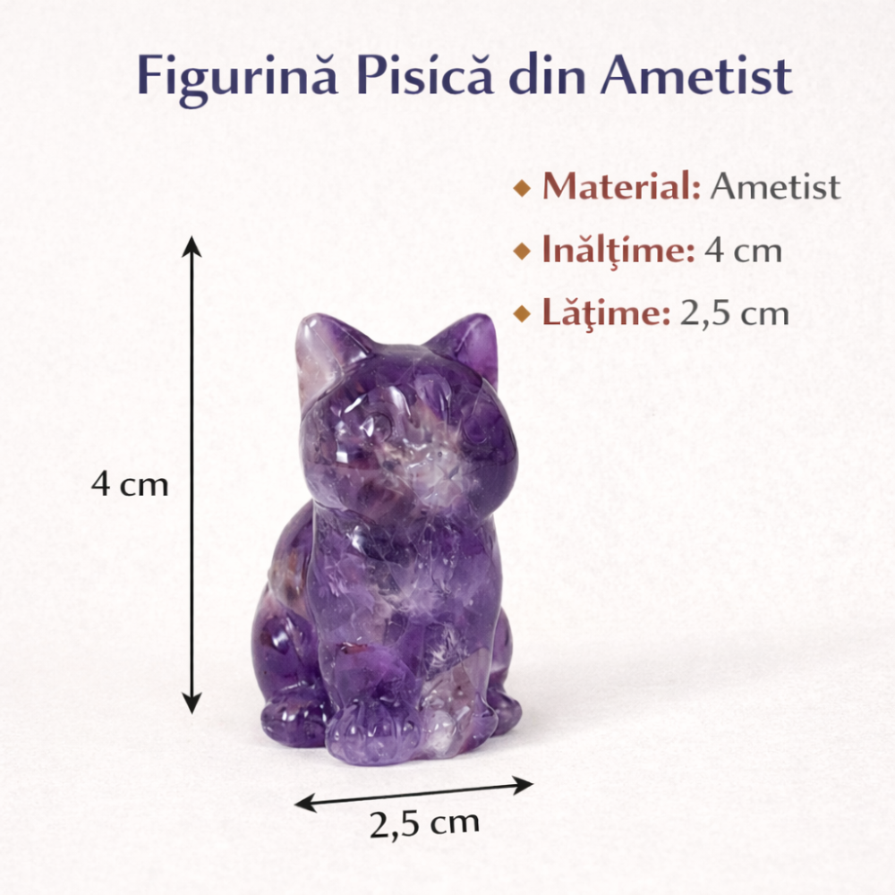 Figurina Pisica din Ametist – Protectie Spirituala, Intuitie si Liniste Interioara [5]