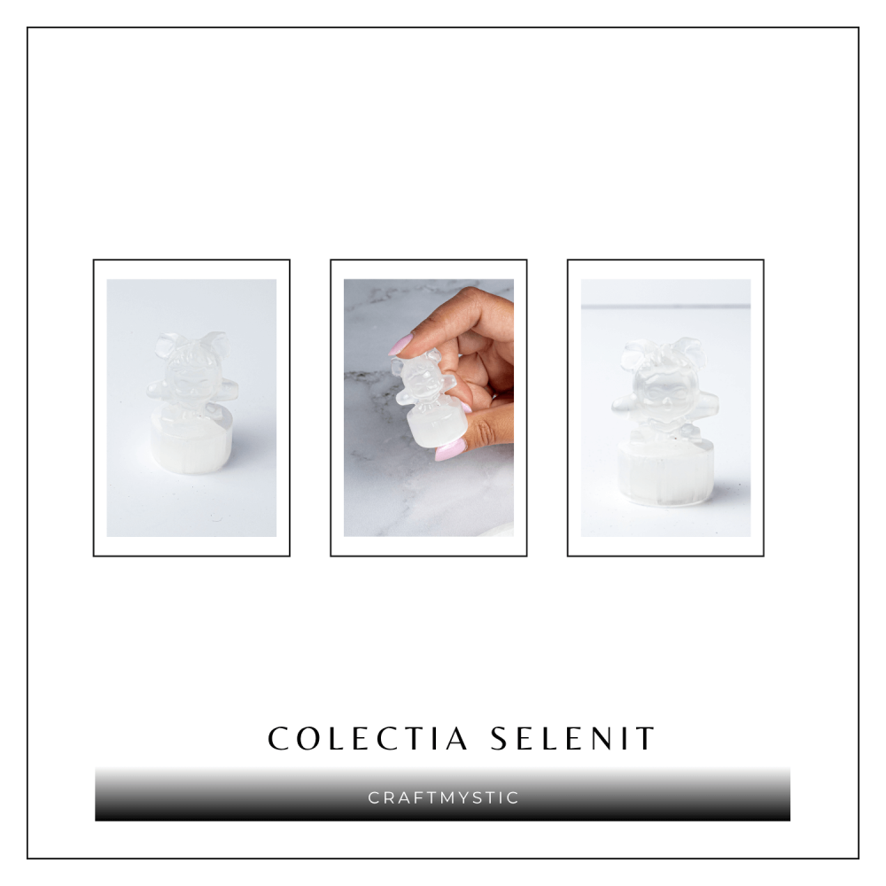 Figurina Fetita din Selenit Natural Marocan cu Suport – Sculptura Decorativa pentru Liniste si Purificare Energetica [8]