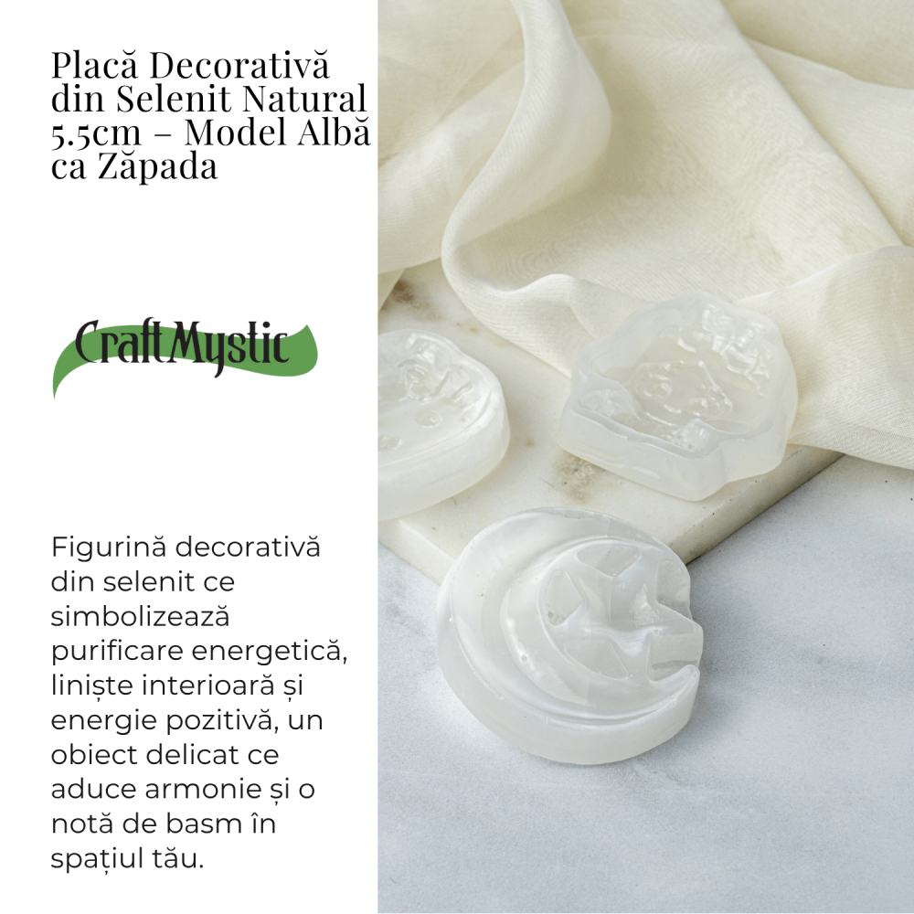 Placa Decorativa din Selenit Natural 5.5 cm – Model Alba ca Zapada – Puritate si Armonie Interioara [2]