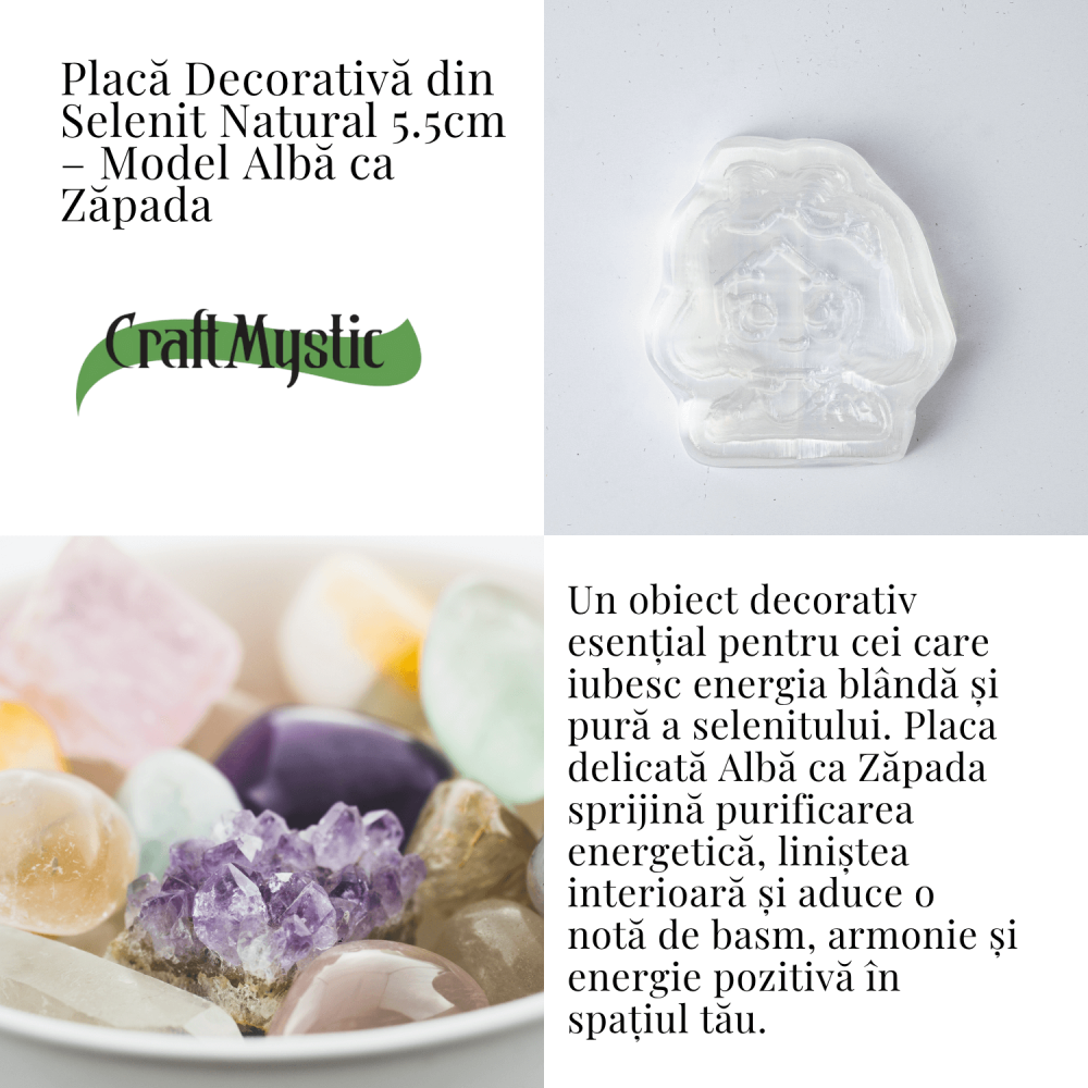 Placa Decorativa din Selenit Natural 5.5 cm – Model Alba ca Zapada – Puritate si Armonie Interioara [3]