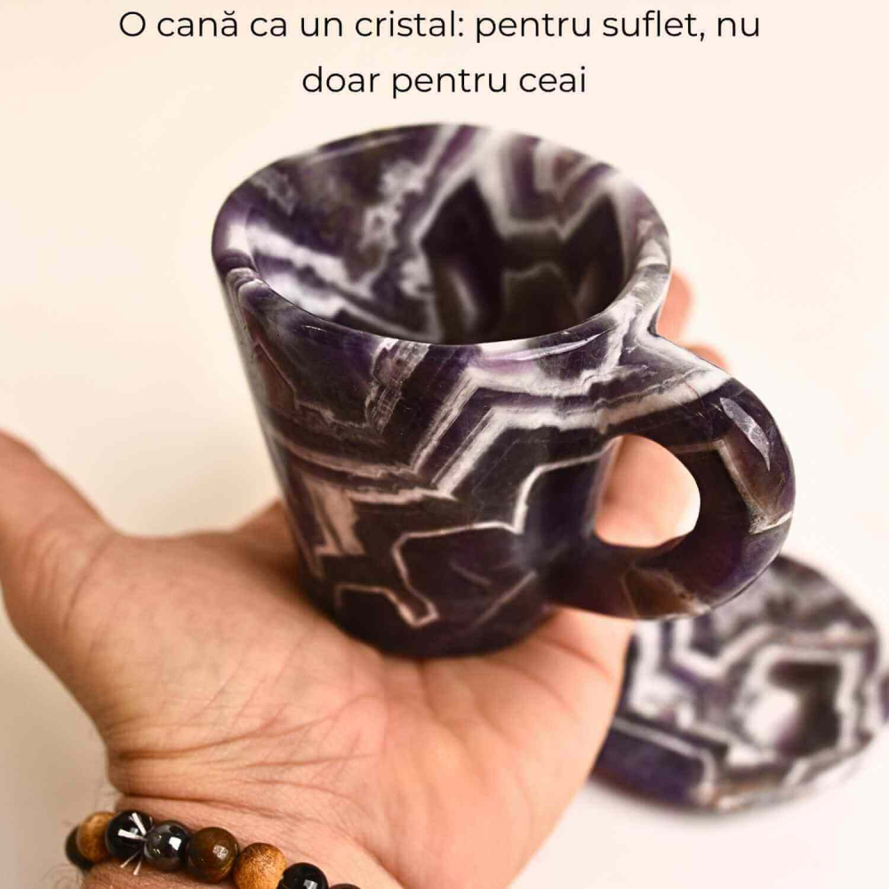 Cana din Ametist Chevron cu suport – Un ritual al rafinamentului spiritual [5]