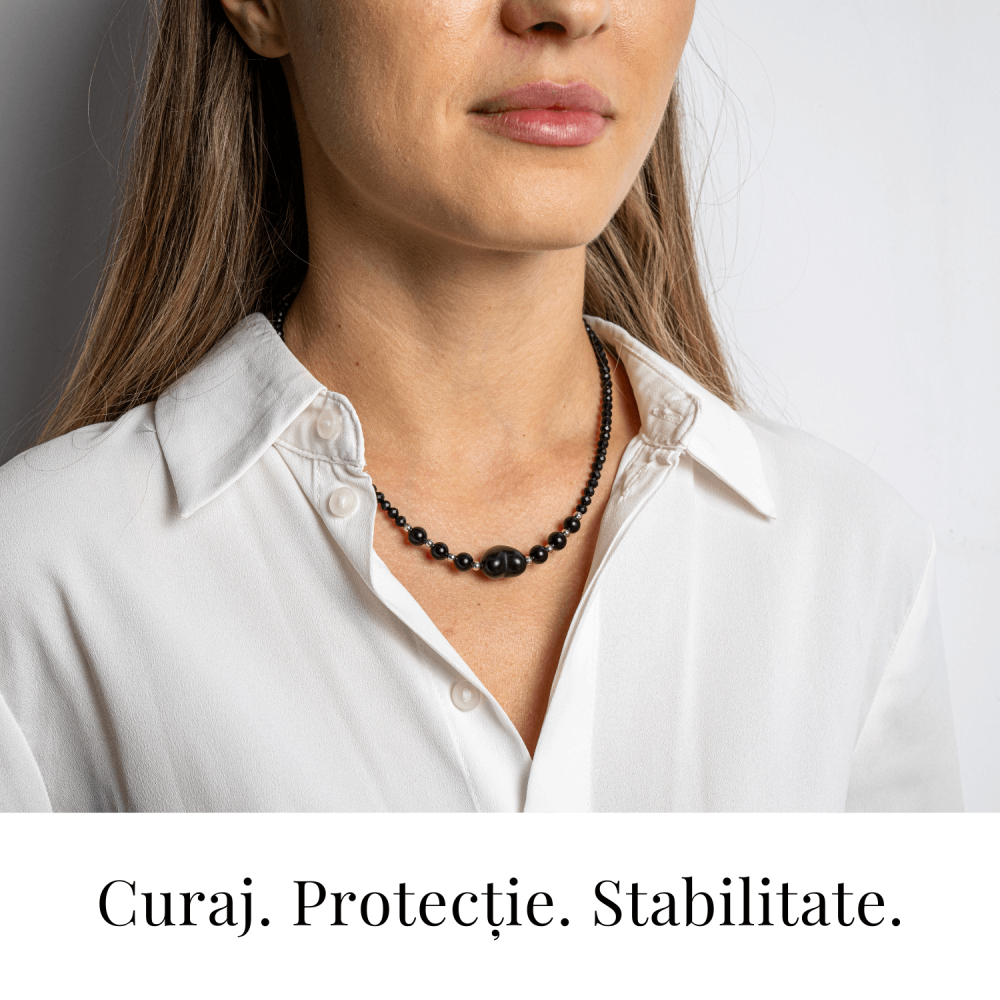 Protectie si Echilibru – Colier Inimă din Obsidian de Gheata si Obsidian Natural [2]
