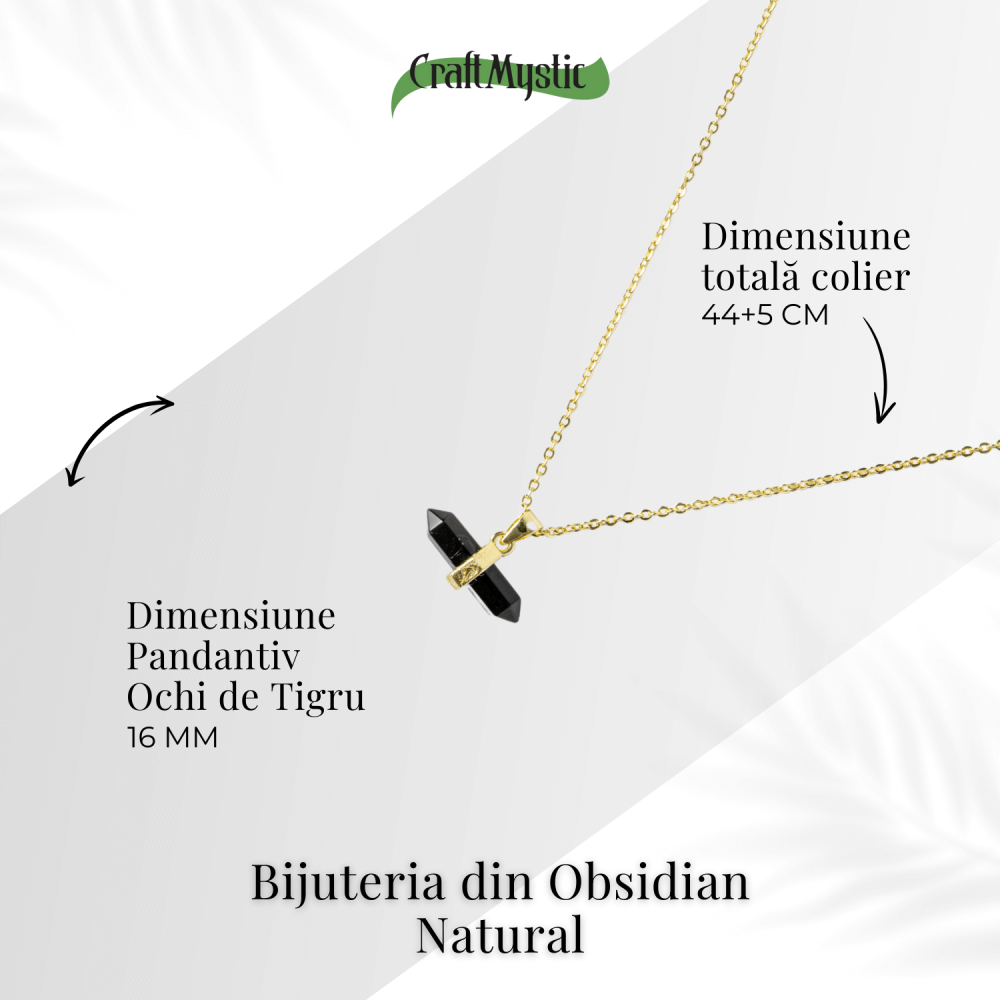 Protectie si Echilibru – Colier din Obsidian Natural pe Lant de Cupru [4]