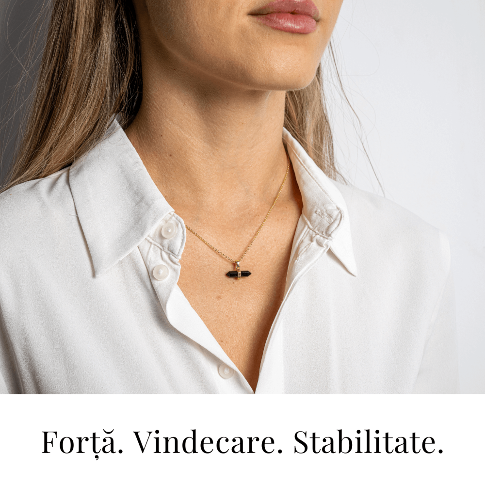 Protectie si Echilibru – Colier din Obsidian Natural pe Lant de Cupru [2]