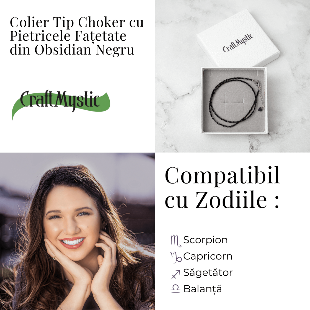 Protectie si Claritate – Choker din Otel Inoxidabil cu Obsidian Natural Fatetat [5]