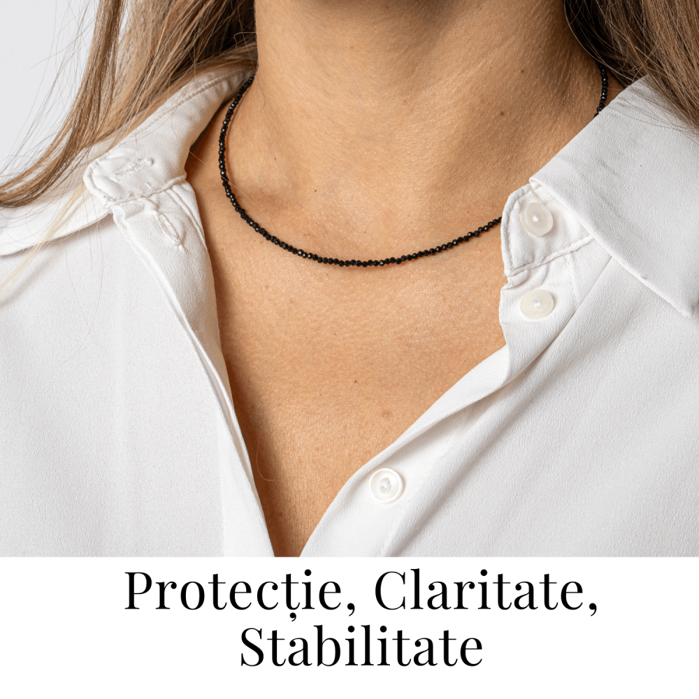 Protectie si Claritate – Choker din Otel Inoxidabil cu Obsidian Natural Fatetat [2]