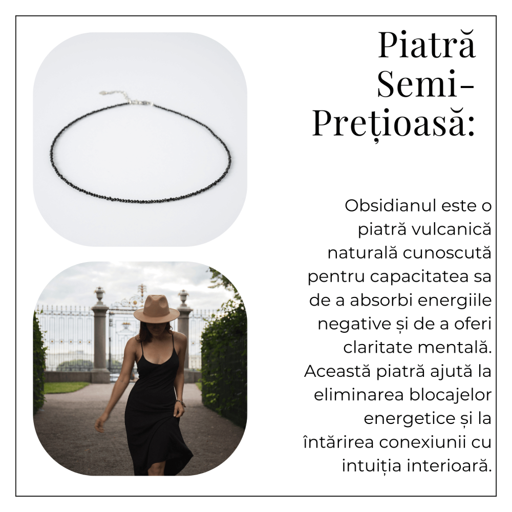 Protectie si Claritate – Choker din Otel Inoxidabil cu Obsidian Natural Fatetat [6]