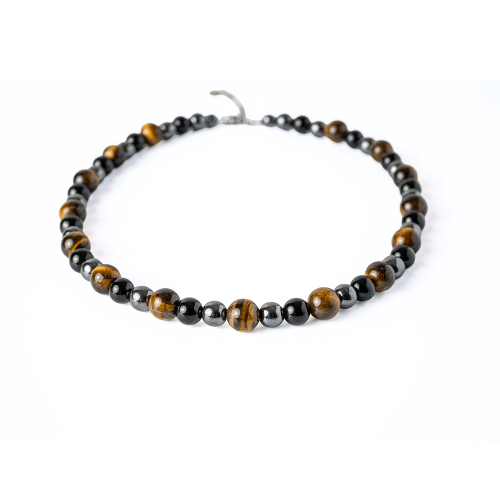 Putere si Protectie – Colier cu Ochi de Tigru, Hematit si Obsidian pe Lant din Otel Inoxidabil [9]