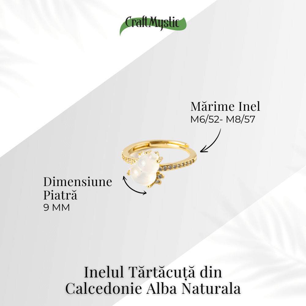 Inel Tartaruta cu Calcedonie Alba Naturala si Cupru – Simbol al Puritatii si Linistii Interioare [5]
