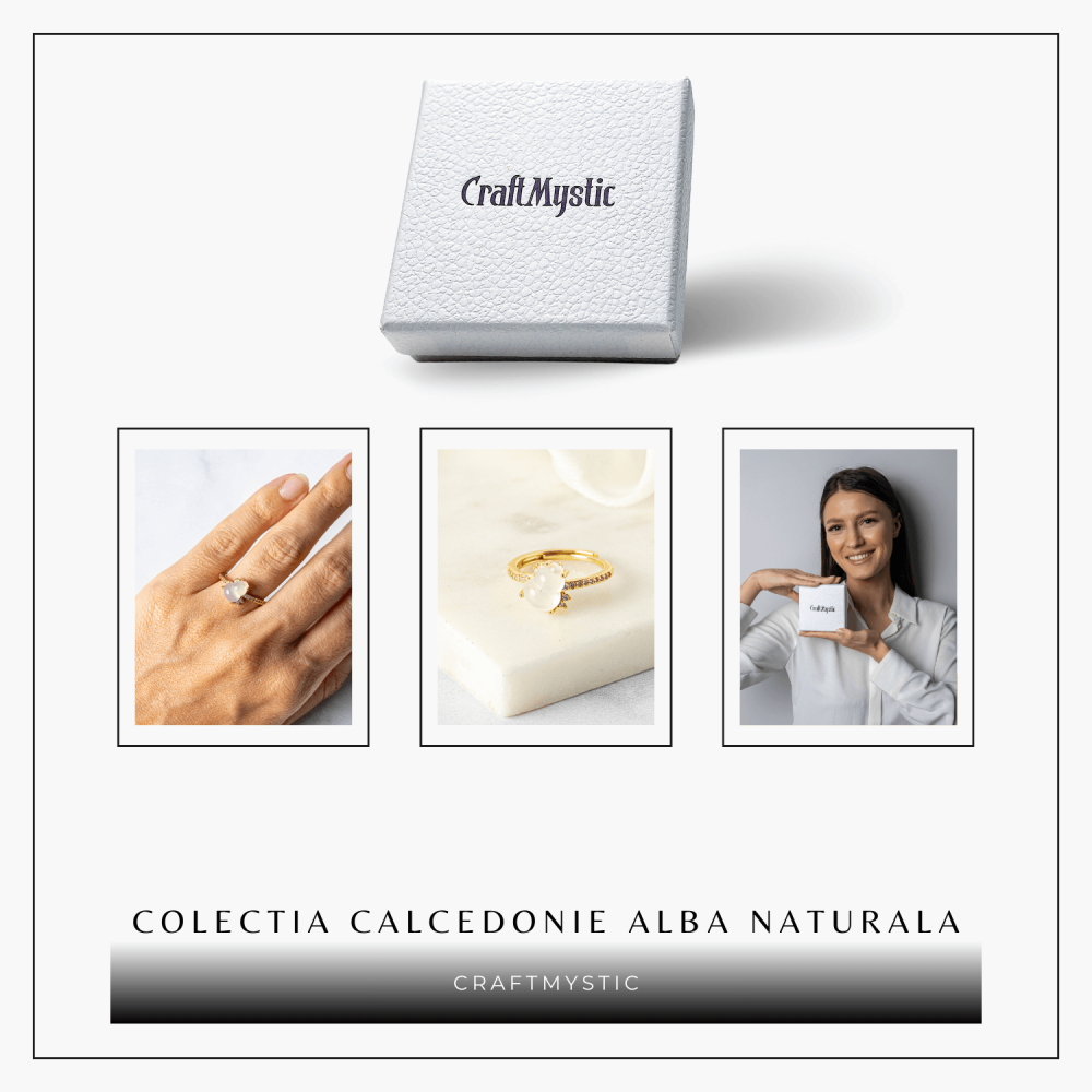 Inel Tartaruta cu Calcedonie Alba Naturala si Cupru – Simbol al Puritatii si Linistii Interioare [8]