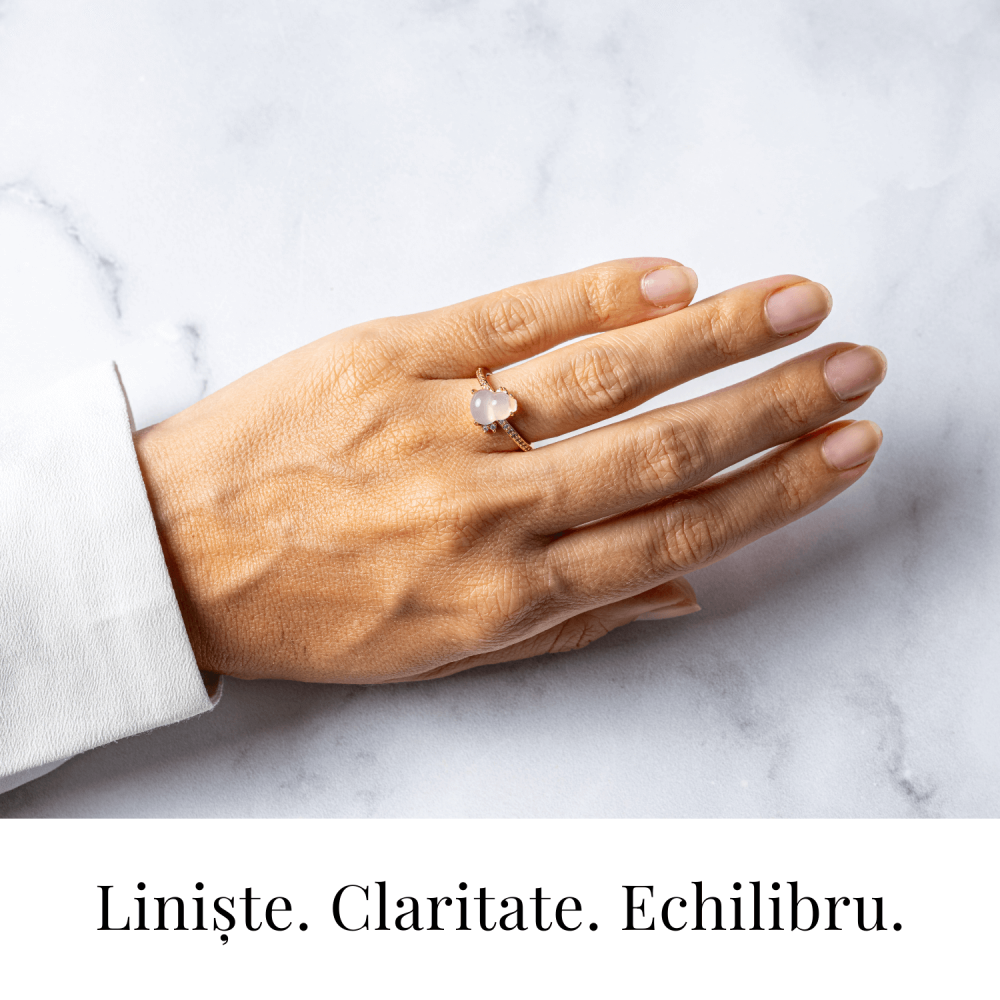 Inel Tartaruta cu Calcedonie Alba Naturala si Cupru – Simbol al Puritatii si Linistii Interioare [2]