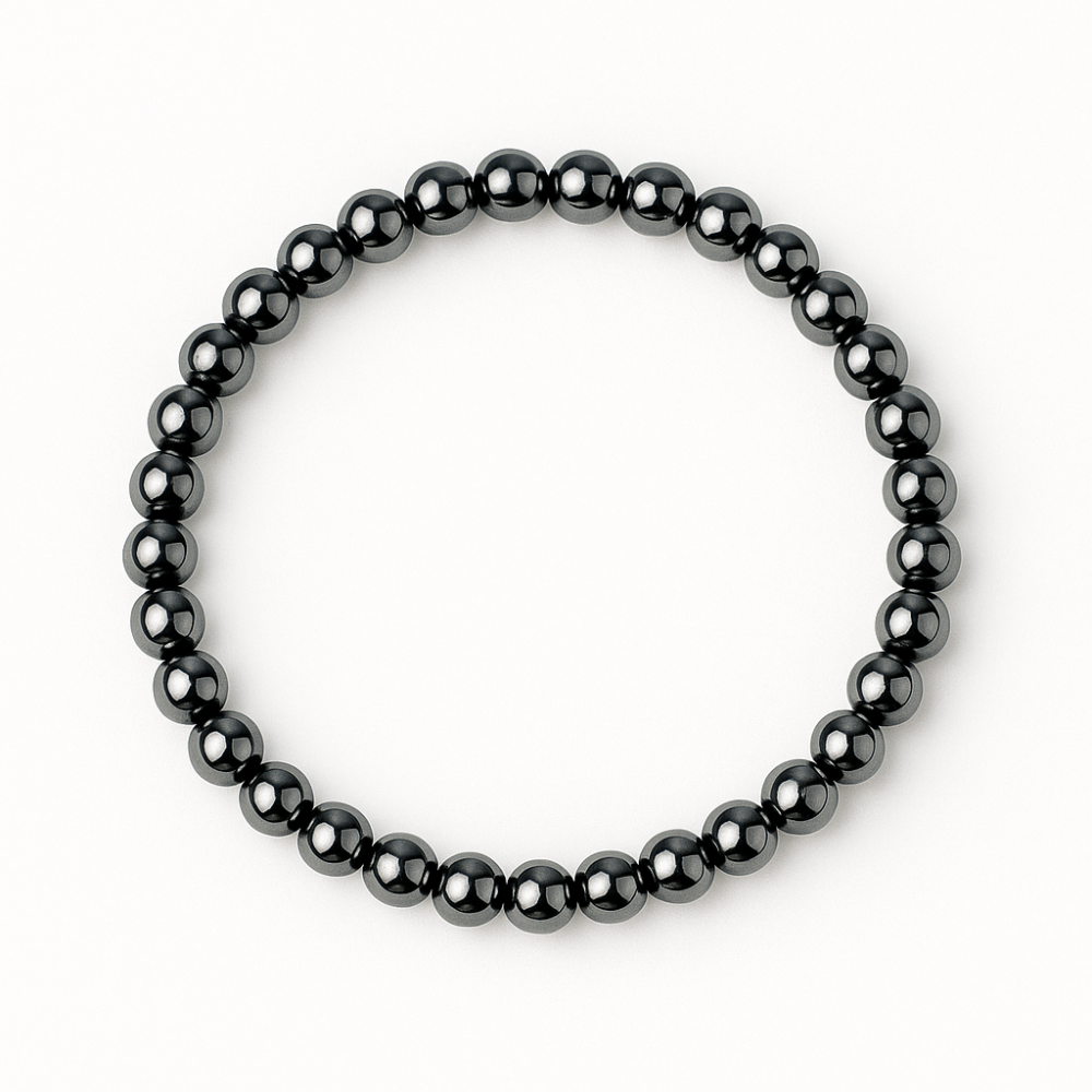 Putere si claritate ,   Bratara elastica cu pietre de hematit 6 mm