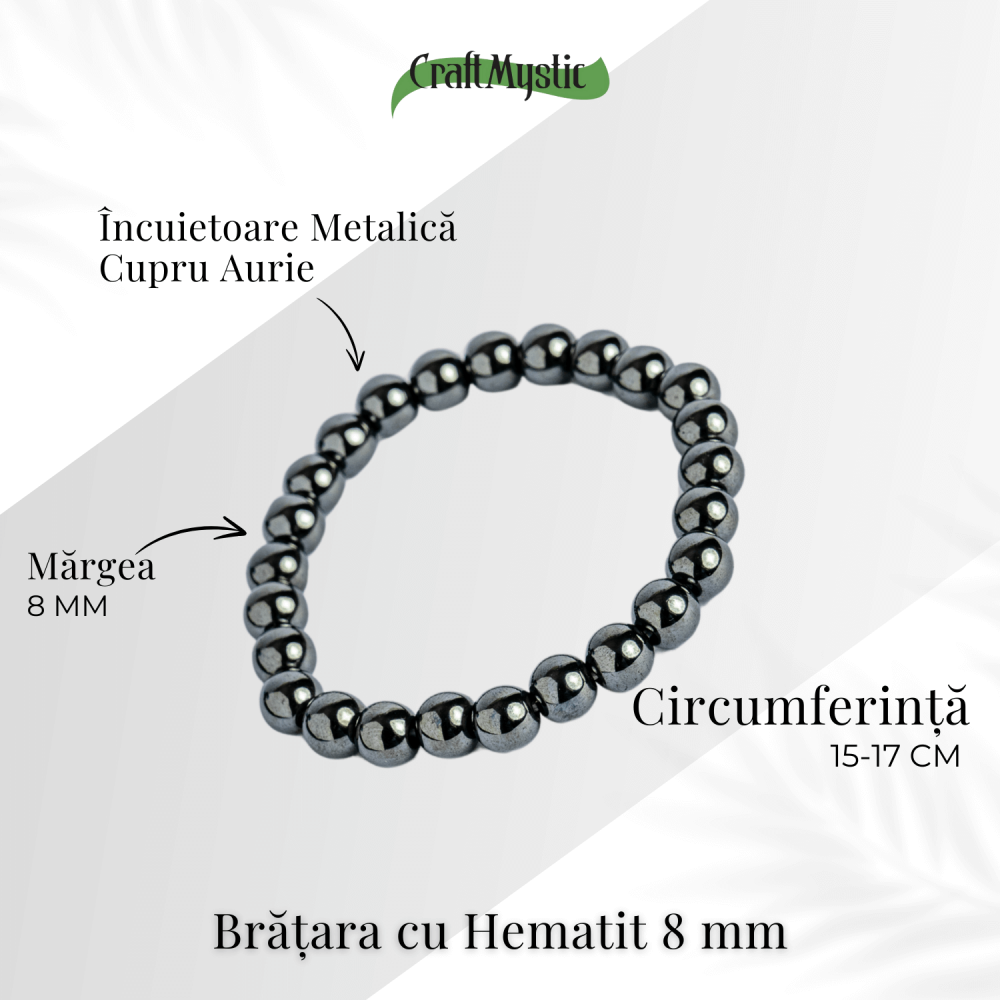 Bratara cu Hematit 8 mm Impamantare si Focus – Unisex, minimalista, puternica [4]