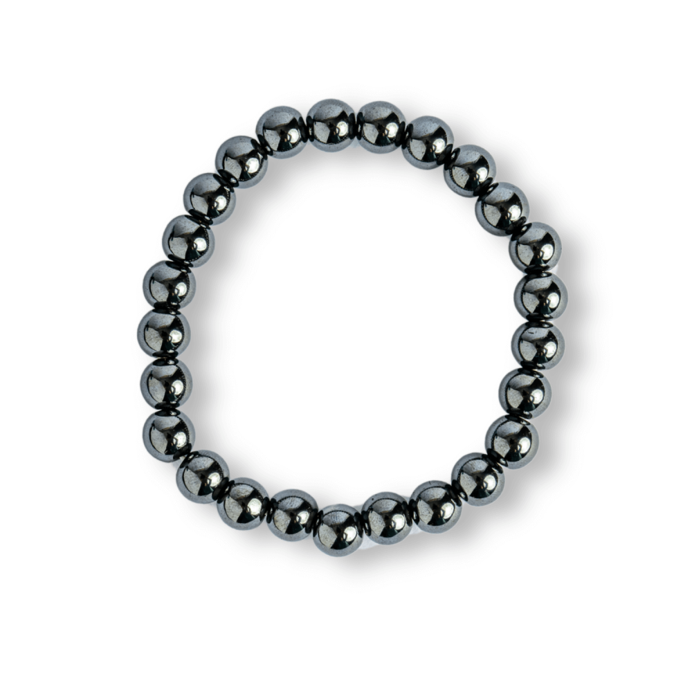 Bratara cu Hematit 8 mm Impamantare si Focus ,   Unisex, minimalista, puternica