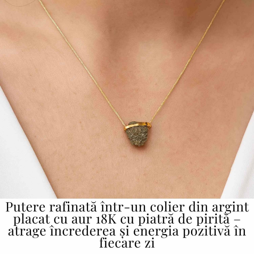 Protectie si Incredere Zilnica – Colier cu Pirita si Argint 925 placat cu aur 18K [2]