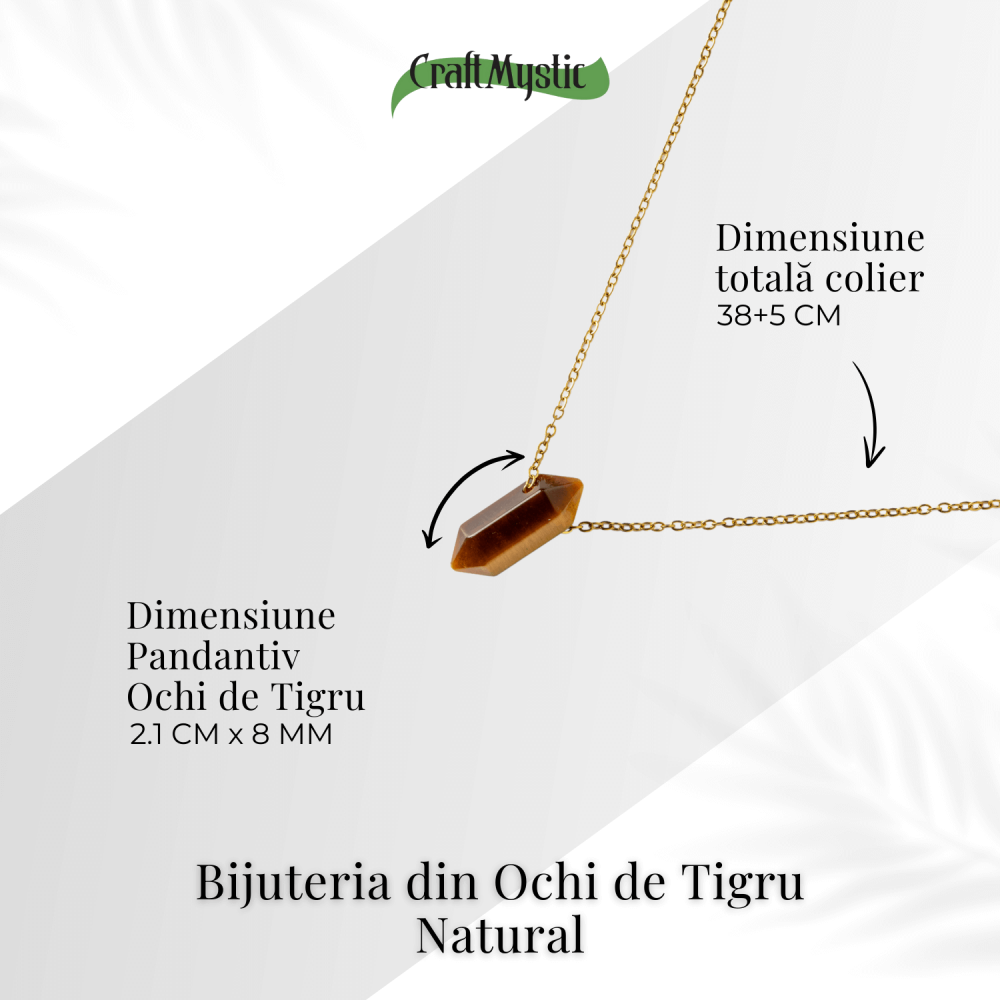 Protectie si Energie – Colier din Ochi de Tigru Natural cu Lant din Otel Inoxidabil [4]